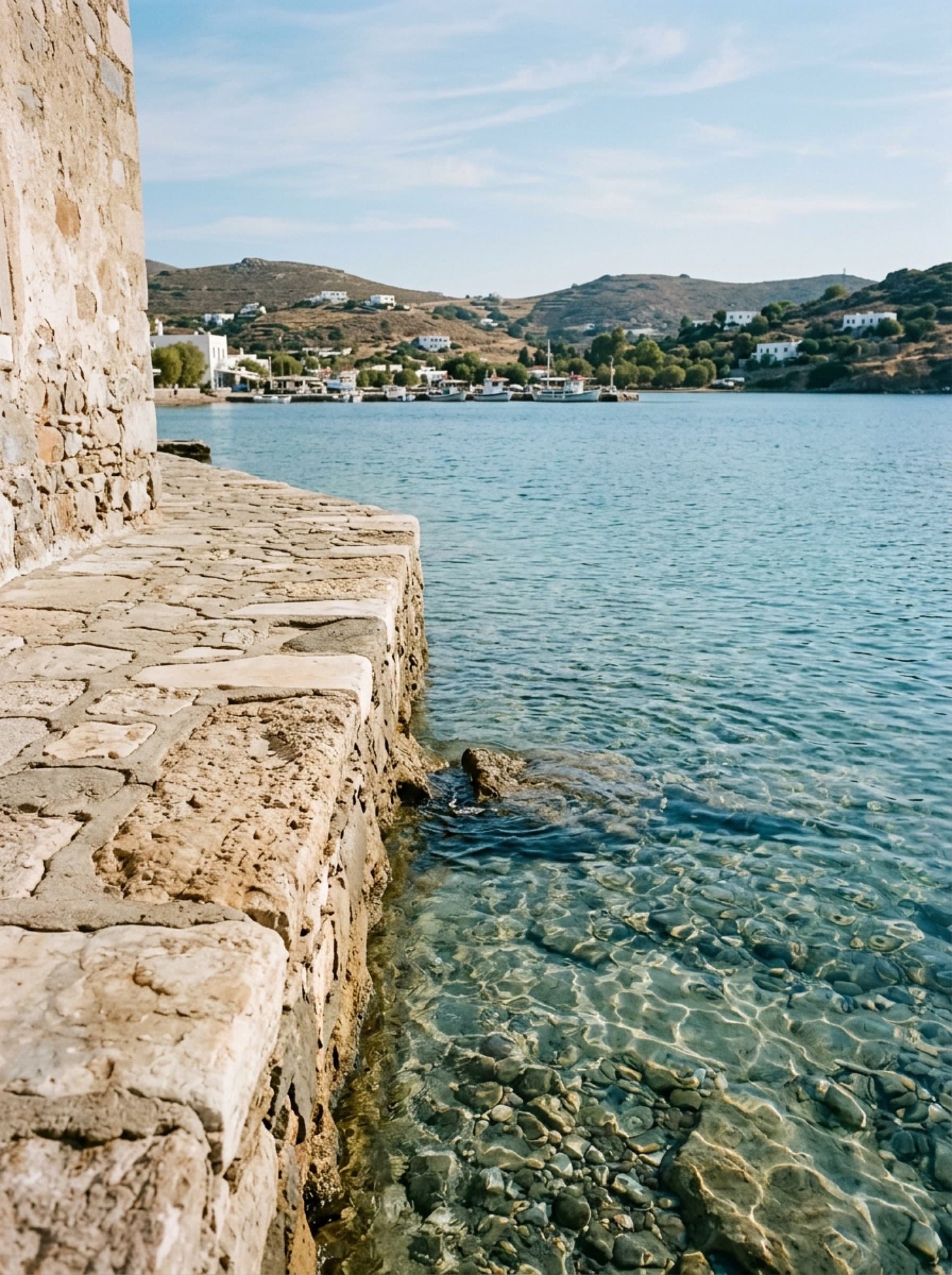 Terrace edge meeting the water
